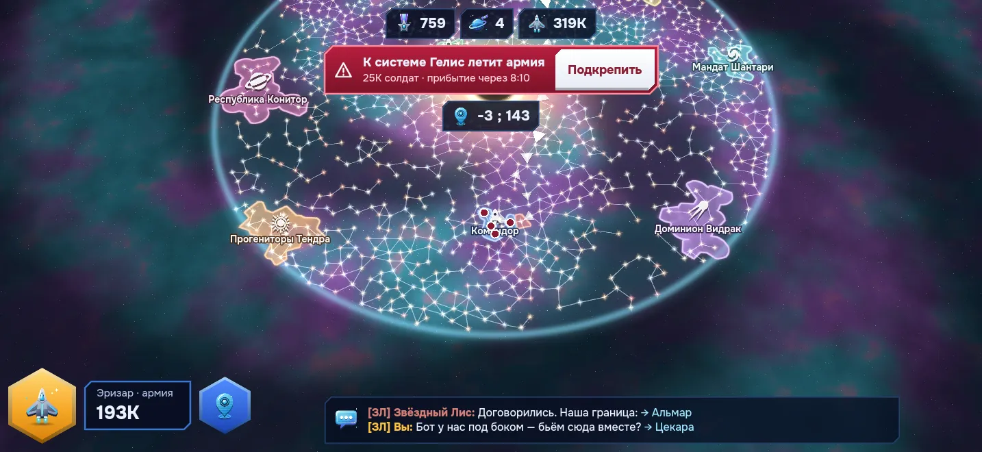 Galaxy map with empires